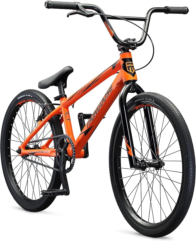 Mongoose Title Pro or Elite BMX Race Bike with 20 or 24-Inch Wheels in Red, Orange, or Black, Beginner or Returning Riders, Featuring Lightweight Tectonic T1 Aluminum Frame and Internal Cable Routing-StrideForce Fitness