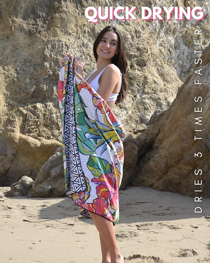 ECCOSOPHY Microfiber Beach Towel - Sand Free Towels are Quick Dry, Light Weight, Super Absorbent - Perfect Pool, Travel, Cruise, Camping Essentials - Oversized Extra Large for Adults 71x35 in-StrideForce Fitness