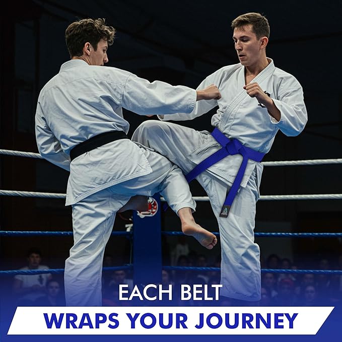 BJJ Belt for Men & Women Brazilian Jiu Jitsu Belt with Ranking Stripes Sleeve Bar Kids Jiu Jitsu Gi Belt-StrideForce Fitness