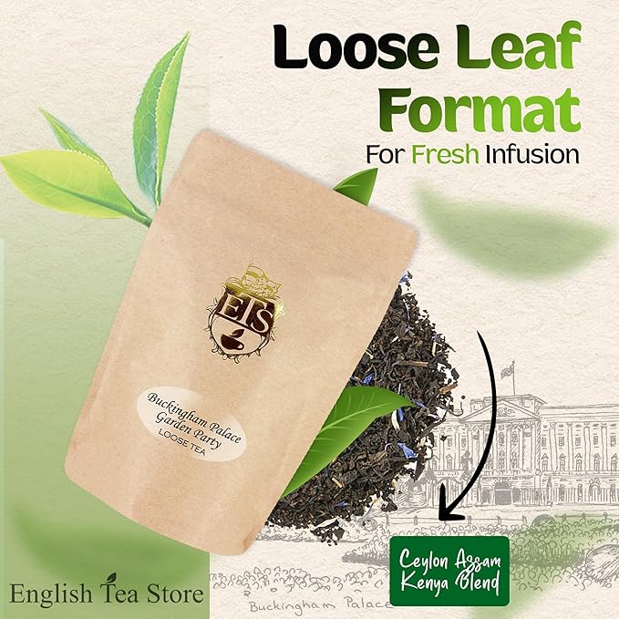 English Tea Store Buckingham Palace Garden Party Tea - 4oz | Loose Leaf Black Tea with Earl Grey and Jasmine Notes | British Royal-Inspired Afternoon Blend | Medium Body Floral Flavor-StrideForce Fitness