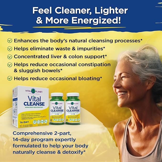 Vital Planet - Vital Cleanse with Milk Thistle, Magnesium, Cape Aloe and Herbs, Natural Supplement for Occasional Constipation and Healthy Elimination, 2-Part - 14 Day Kit, 56 Capsules-StrideForce Fitness