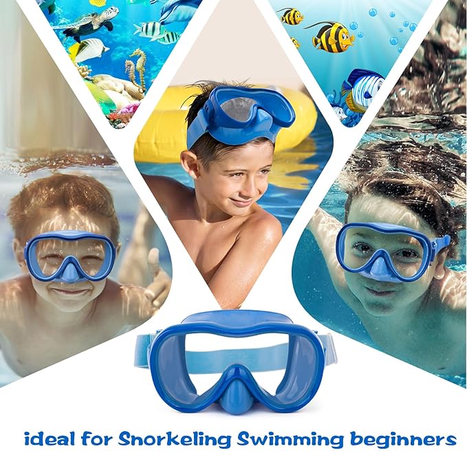 Kids Swim Goggles with Nose Cover, Anti-Leak Swim Mask with Elastic Fabric Strap, UV Protection Swimming Goggles for Kids-StrideForce Fitness