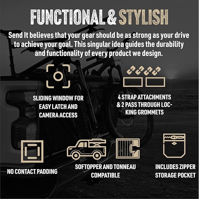 Send It. High Roller Tailgate Bike Pad V2 - Truck Accessories for Mountain Bikers, BMX, Ebikes & More (Full Size)-StrideForce Fitness