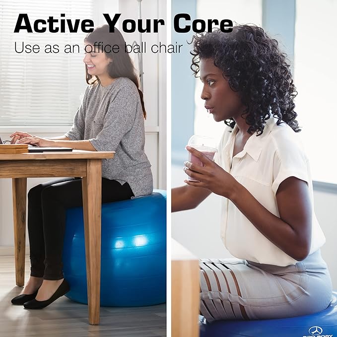 ProBody Pilates Yoga Ball - Fresh Colors Exercise Ball for Stability, Pregnancy, Workout & Physical Therapy-StrideForce Fitness