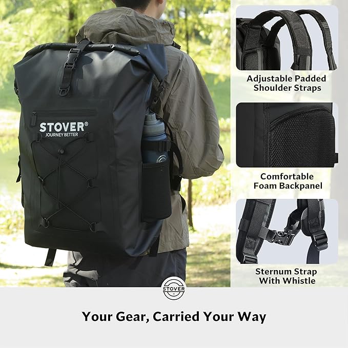 STOVER 5/10/25/30/40/55L Waterproof Backpack- Floating Dry Bag for Kayaking, Travel, Beach, Hiking, & Camping, Men/Women-StrideForce Fitness