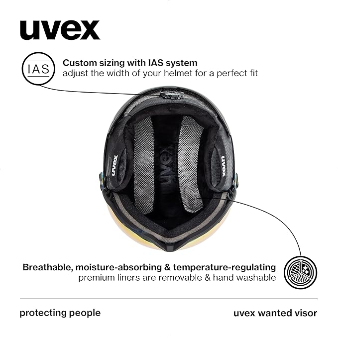 uvex Wanted Visor ski Helmet for Women & Men - Adjustable Helmet with Integrated Visor-StrideForce Fitness