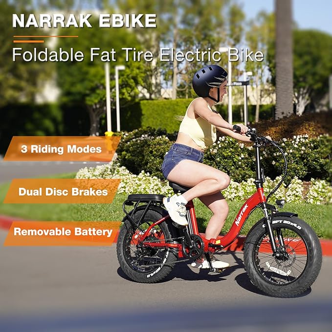 Fat Tire Folding Electric Bike, 48V & 624Wh Lithium Removable Battery, Peak 1100W Brushless Motor, Max Speed 28Mph, M5 Large LCD Display, Suspension, Step-Over/Thru Frame-StrideForce Fitness
