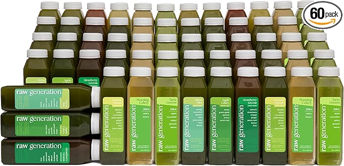 Raw Generation 10-Day Lower Sugar Cleanse - Boost Digestion & Eliminate Bloating/Gut, Colon, Liver/Less Sugar & 35gProtein Daily/Non-GMO, 100% Plant-Based Juices-StrideForce Fitness