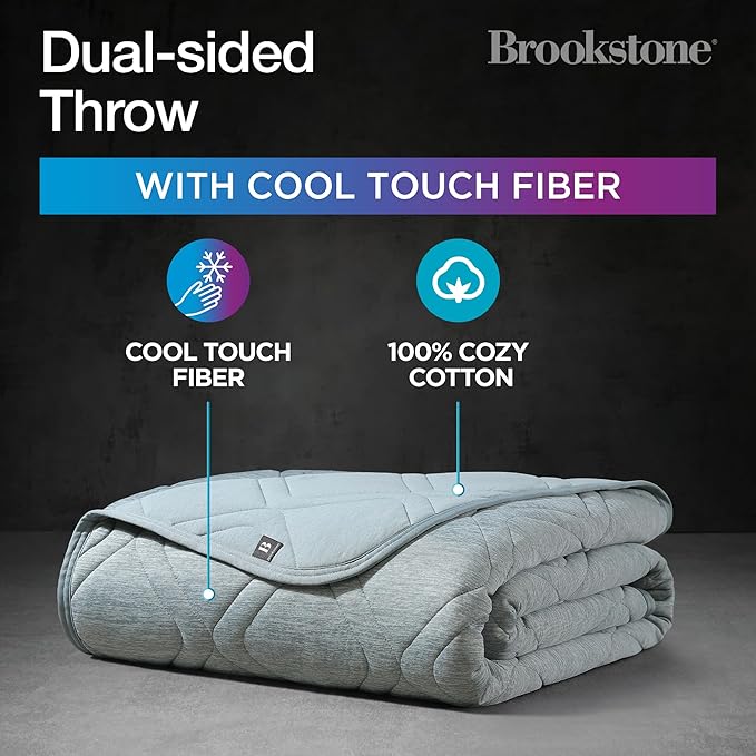 Brookstone Cooling Comfort Throw - Innovative Cooling Dual-Sided Throw - Oversized Cool Blanket for Hot Sleepers - Cooling Blankets for Sleeping - Nylon and Polyethylene Cooling Blanket - Green Milieu-StrideForce Fitness