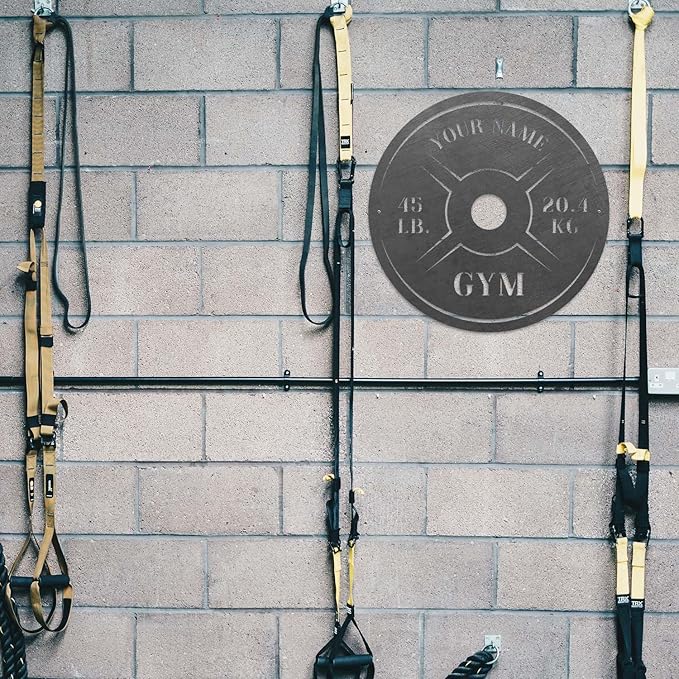 Personalized Home Gym LED Tin Metal Sign Multiple Sizes, Weight Lifting Exercise Workout Room Training Fitness Center Motivational Inspirational Quotes Decor Wall Art Hanging Accessories (11 w/o LED)-StrideForce Fitness