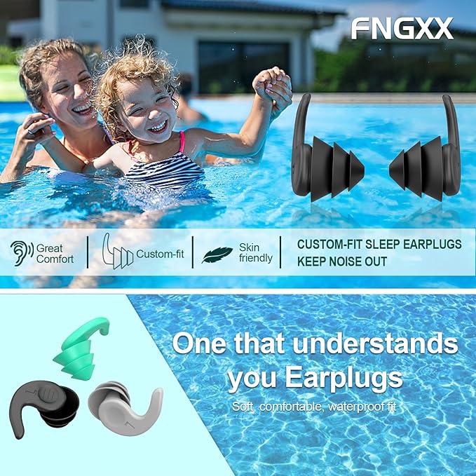 Kids Swimming Ear Plugs,3 Pairs Waterproof Reusable Silicone Child Swim Earplugs for Swimming Surfing Bathing Showering,Small Children Water Ear Plugs Suitable for Boys and Girls (Kids 4-12 Years Old)-StrideForce Fitness