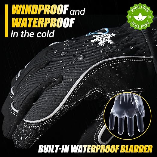 HANDLANDY Waterproof Insulated Work Gloves, 3M Thinsulate Thermal Winter Gloves for Men Women Touch Screen, Warm Ski Snowboard Cold Weather Gloves (Black, Large)-StrideForce Fitness