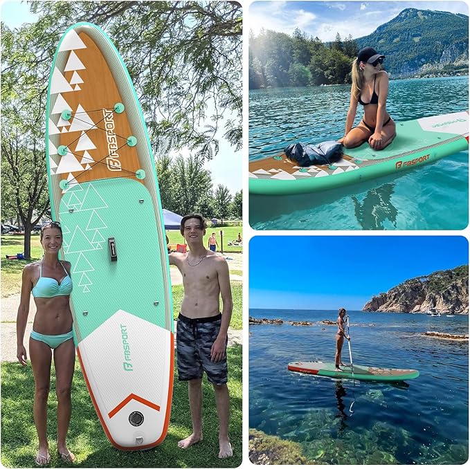 FBSPORT 11' Premium Stand Up Paddle Board, Yoga Board with Durable SUP Accessories & Carry Bag | Wide Stance, Surf Control, Non-Slip Deck, Leash, Paddle and Pump for Youth & Adult-StrideForce Fitness