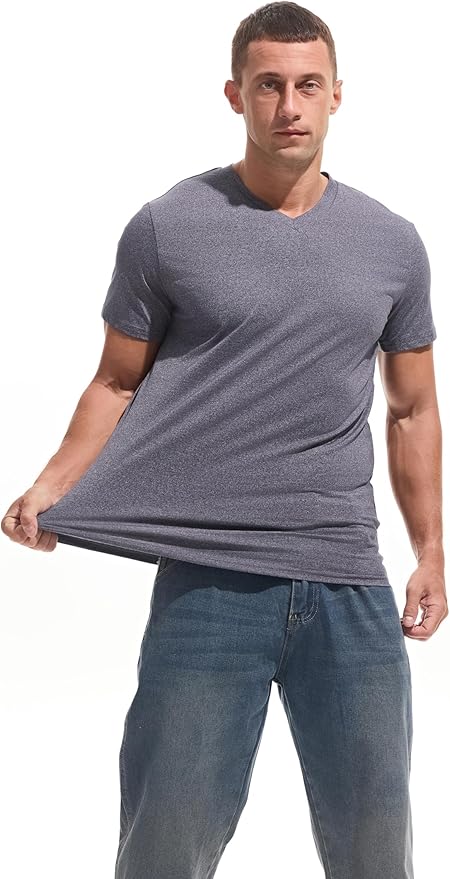 VEIISAR Premium V Neck T Shirts for Men - Modern Fitted Tees Vneck Undershirts-StrideForce Fitness