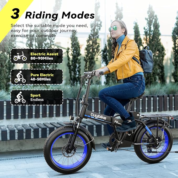 Foldable Electric Bike for Adults, 30+MPH, 48V 20Ah Removable Battery up to 80Miles, 20" Fat Tire Peak 1000W Motor Dirt Ebike Adult Electric Bicycle for City Commute Beach Mountain Adventurous E Bike-StrideForce Fitness