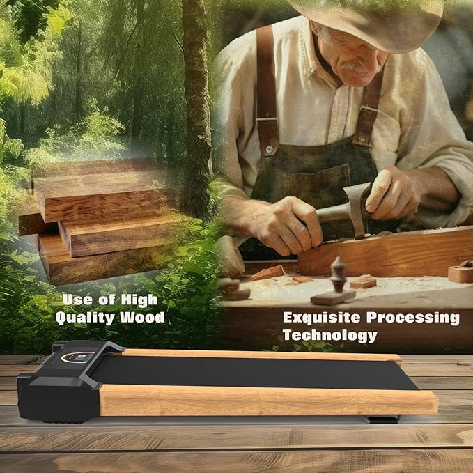 Walking Pad, High Grade Wood Under Desk Treadmill 300LBS Capacity, Max 2.5 HP Electric Treadmill for Home Office Installation-Free with Remote Control LED Display High-StrideForce Fitness