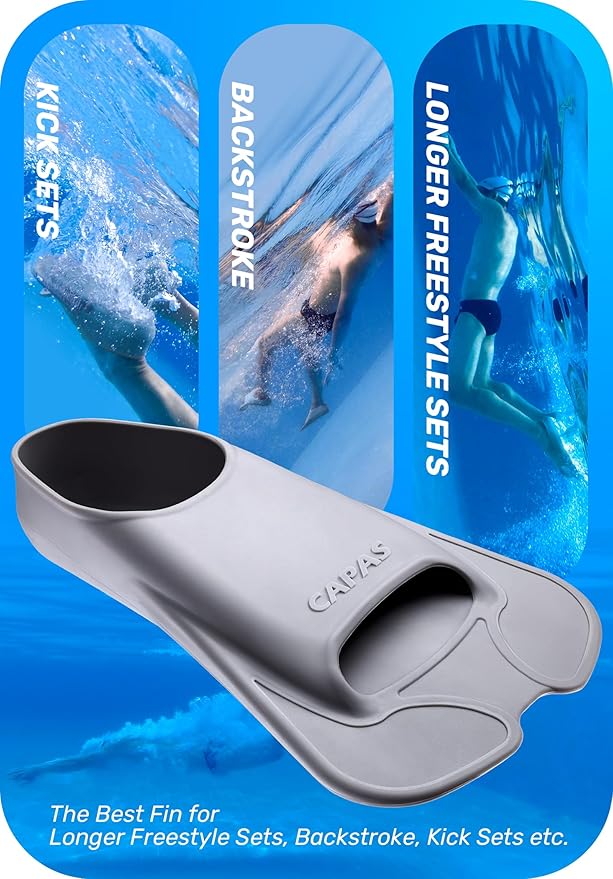 CAPAS Swim Training Fins Comfortable Silicone Lap Swimming Short Blade Floating Flippers with Mesh Bag for Adult Men Women Build Leg Strength-StrideForce Fitness