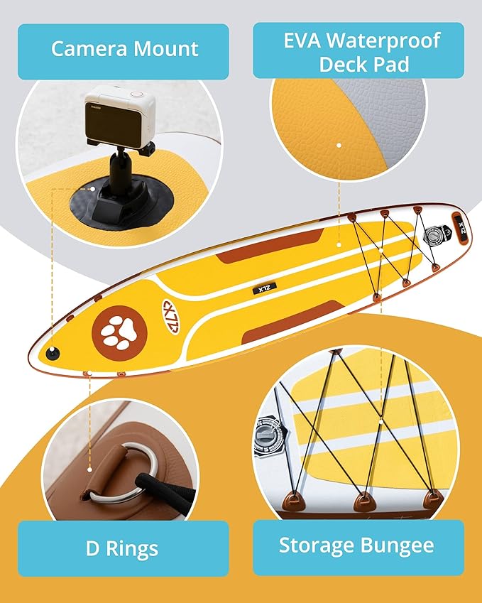 ZLX Inflatable Stand Up Paddle Board, 10'6" SUP Non-Slip Stable Deck Pad, Unique Center Fin, Premium Accessories, Portable Paddleboard for Adults, Beginners, All Skill Levels-StrideForce Fitness