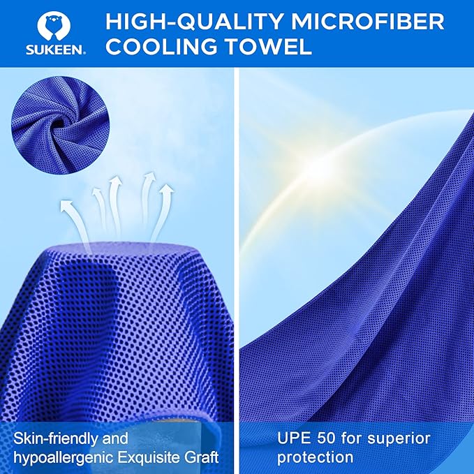 Sukeen Cooling Towel (40"x12"),Ice Towel,Soft Breathable Chilly Towel,Microfiber Towel for Yoga,Sport,Running,Gym,Workout,Camping,Fitness,Workout & More Activities-StrideForce Fitness