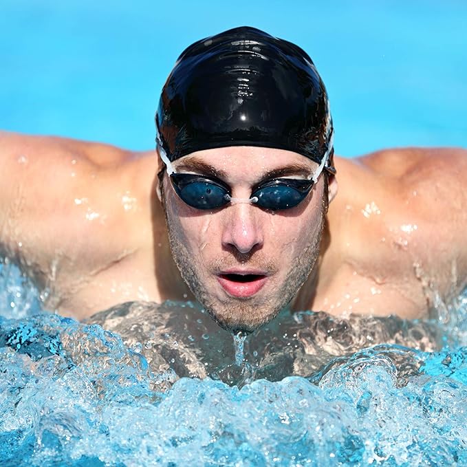 Syhood 6 Pieces Unisex Adult Silicone Swim Cap Waterproof Swimming Hat Non Slip Pool Hat Elastic Silicone Cap for Long and Short Hair-StrideForce Fitness