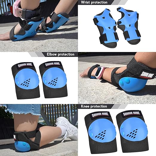 Youth/Kids Knee Pads Elbow Pads Wrist Guards Protective Gear Set for 3-15 Years Child Roller Skates, Skateboard, Cycling, Inline Skating, BMX Bike, Balance Bike, Scooter Riding and Other Outdoor Sports-StrideForce Fitness