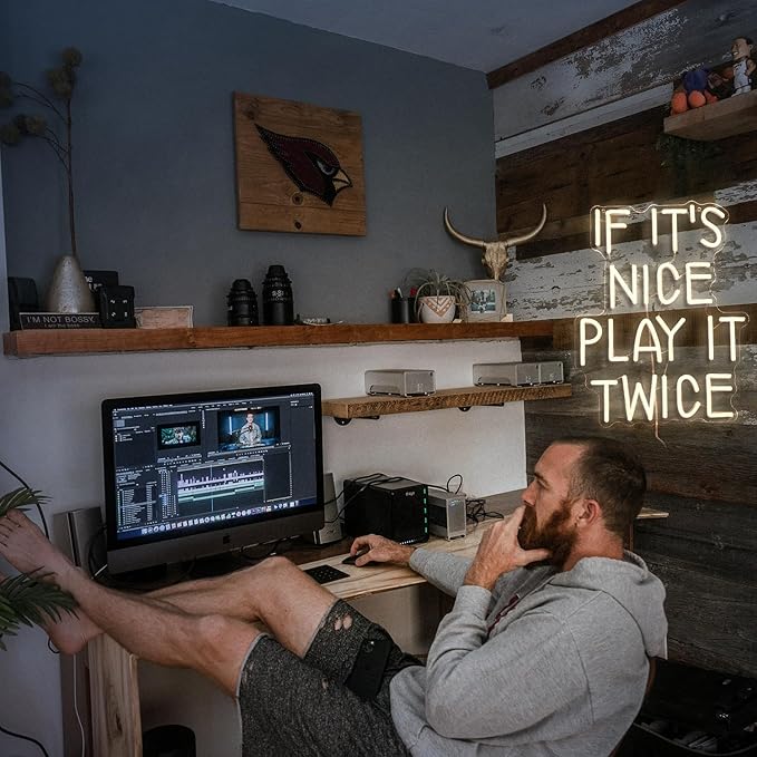 If It’s Nice Play It Twice Neon Sign Warm White Nice LED Light Up Sign for Wall Decor Dimmable USB Powered Letters Neon Light for Game Room Living Room Bar Decor-StrideForce Fitness