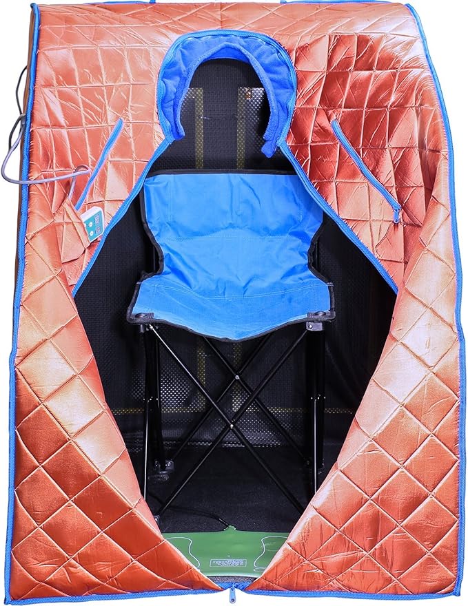Infrared Sauna, Low EMF Negative Ion Portable Indoor Sauna with Chair and Heated Footpad, Copper, Large-StrideForce Fitness