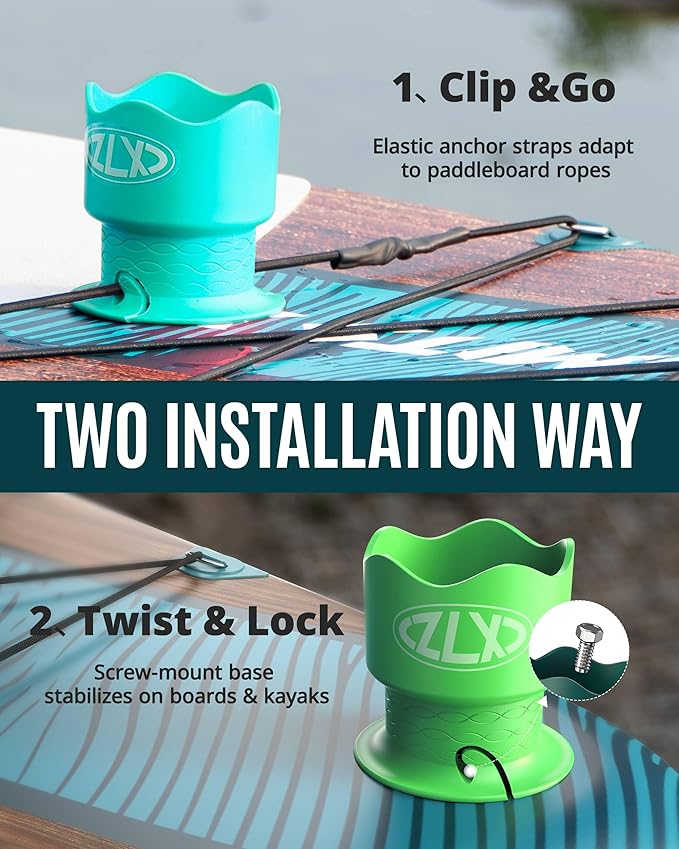 ZLX Cup Paddle Board Kayak Cup Holder, Stand Up Paddle Board Cup Holder Paddleboard Accessories Surfboards, Canoes Kayak Holder for Types of Cup Bottle Drink-StrideForce Fitness
