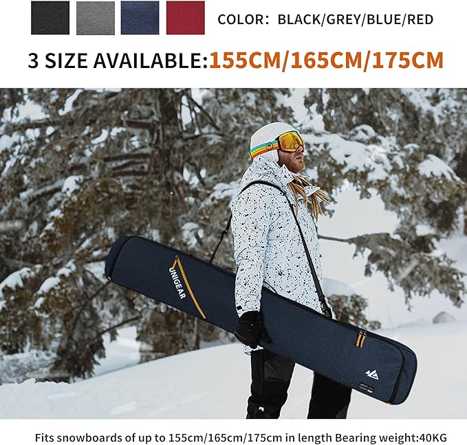 Unigear Snowboard Ski Bag for Air Travel, Reinforced Double Padded Snowboard Bag with EPE Dense, Water-Resistant and Durable up to 175cm Ski Snowboard Travel Bags for Flying-StrideForce Fitness