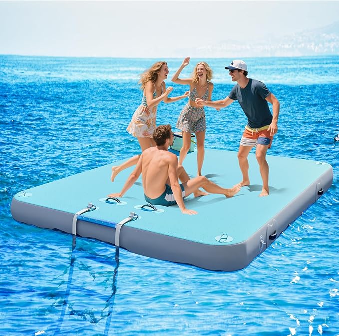 Specraft Inflatable Floating Dock, Non-Slip Air Dock Platform loating Island Raft with Rope Ladder for Pool Lake Beach Ocean-StrideForce Fitness