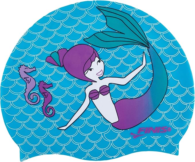 FINIS Mermaid Kids Swim Cap - 100% Silicone - Fun Prints - Universal Fit - Chlorine Protection-StrideForce Fitness