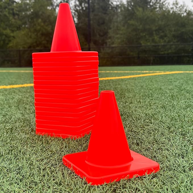 LVL10 Pro Training Cones - 6" Soccer Training Cones for Sports - for Basketball, Football, Basketball and Agility Drills - Soccer Field Markers That Won't Crack, Slide or Fly-StrideForce Fitness