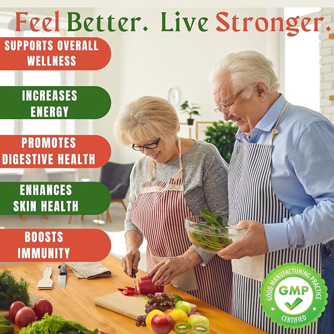 Fruit and Veggies Supplement Capsules | Fruit and Vegetables Capsules Vitamins Maintain Natural Balance,Fruits and Vegetables Supplements Supports for Energy Levels,Non-GMO-90 Count(Pack of 6)-StrideForce Fitness