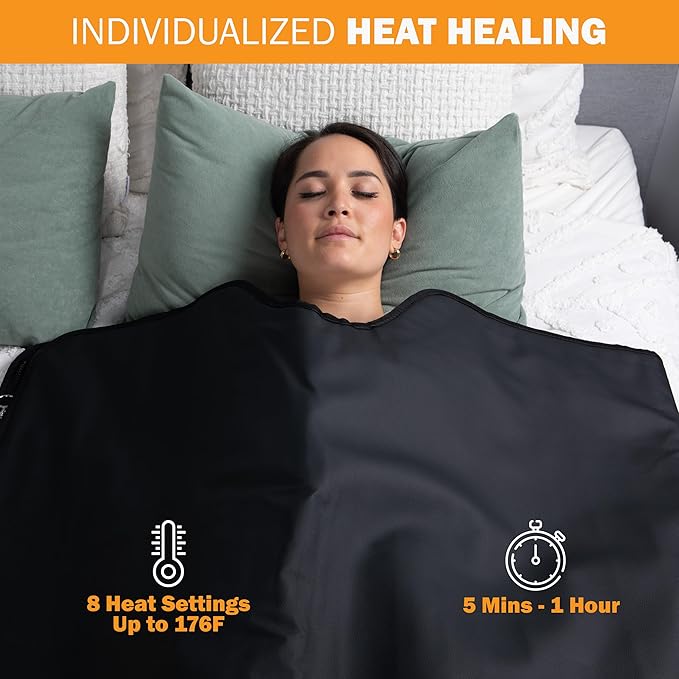 Far Infrared Sauna Blanket for Home, Portable Infrared Sauna Blanket for Therapy, Sauna Blanket for Detox, Suitable for Relaxation and Exercise Recovery, Very Low EMF-StrideForce Fitness