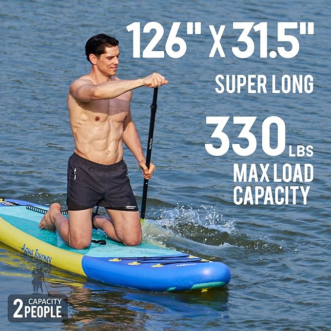 10'6"Inflatable Stand Up Paddle Board Ultra Portable-Lightweight & Stable|All-in-One Kit w/Aluminum Paddle, Dual-Action Pump & Backpack|Lakes & Oceans Ready for Family Recreation by Aquajourney-StrideForce Fitness
