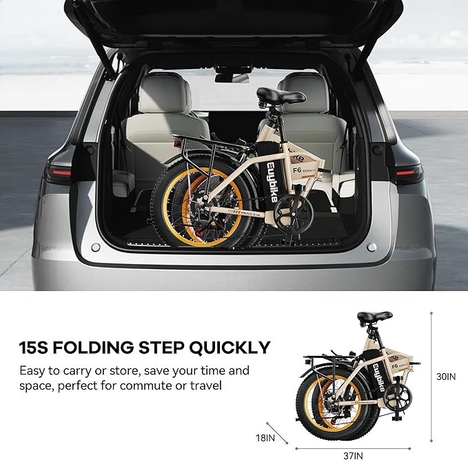 Foldable Electric Bike for Adults, 30+MPH, 48V 20Ah Removable Lithium Battery up to 80Miles, 20" Fat Tire 1000W Peak Motor Dirt Ebike Adult Electric Bicycle for Commute Beach Mountain E Bike-StrideForce Fitness