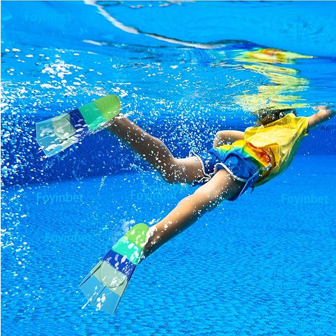 Kids Swim Fins,Short Kids Fins Youth Swimming Flippers for Lap Swimming Training for Children Girls Boys Beginners-StrideForce Fitness