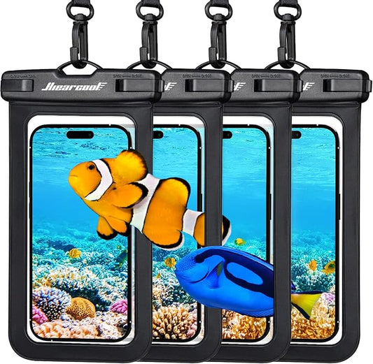 Hiearcool Waterproof Pouch for iPhone, Waterproof Phone Bag Travel Essentials Cruise Accessories Must Haves-4Pack Black-StrideForce Fitness
