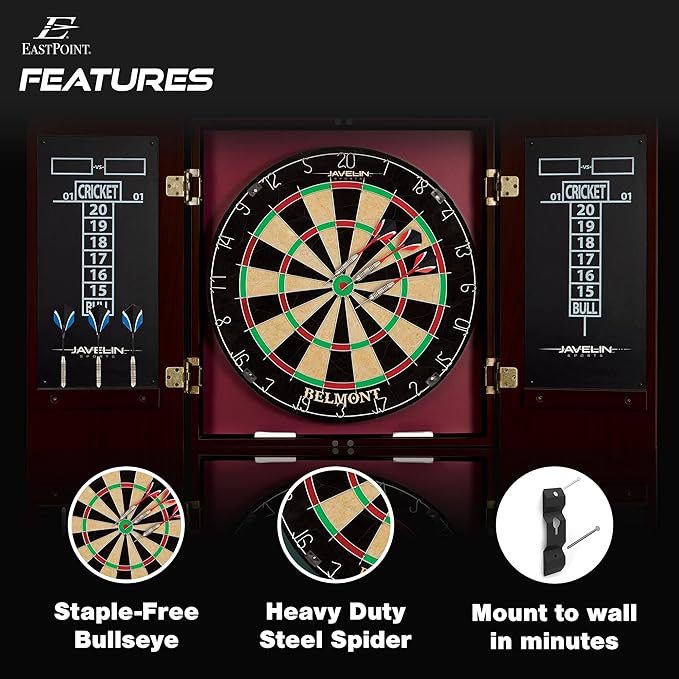 EastPoint Sports Bristle Dartboard and Cabinet Sets- Features Easy Assembly - Complete with All Accessories-StrideForce Fitness