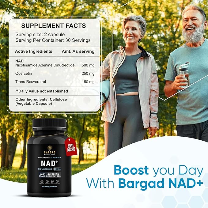 NAD+ Supplement for Anti Aging & Cell Regeneration | NMN Supplement Alternative - NAD with Resveratrol & Quercetin | Boosts Mitochondrial Health, Mental Clarity & Vitality | 60 Count | for Women & Men-StrideForce Fitness