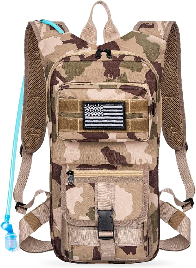 Hydration Backpack, Tactical Molle Water with 2L TPU Water Bladder, for Men Women Lightweight Water Backpack, Hydration Pack for Hiking, Biking, Climbing and Hunting-StrideForce Fitness