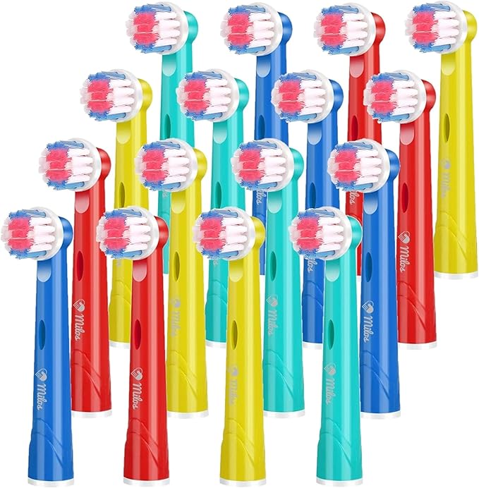 Milos Kids Replacement Heads Compatible with Oral B - Replacement Toothbrush Heads for Teenagers Aged 10-16 Soft Sensitive Replacement Brush Heads 16 Pack