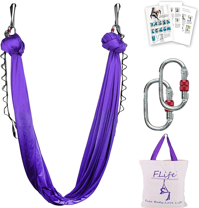 F.Life Aerial Silk Yoga Hammock & Swing for yoga Inversion,Strength training,starter hardware kit-StrideForce Fitness