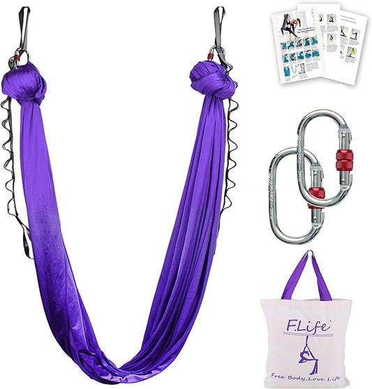 F.Life Aerial Silk Yoga Hammock & Swing for yoga Inversion,Strength training,starter hardware kit-StrideForce Fitness