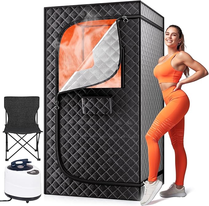 Portable Steam Sauna Box for Home: Full Size Sauna Tent for Personal Spa - Fast Heating Sauna Box with 3L Steamer, Folding Chair, Remote Control, 32" x 32" x 71"-StrideForce Fitness