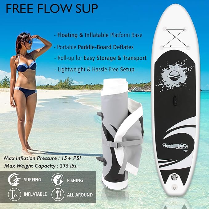 SereneLife Inflatable Stand Up Paddle Board with Premium SUP Accessories – Wide Stable Design with Non-Slip EVA Deck Pad for Adults and Youth of All Skill Levels-StrideForce Fitness