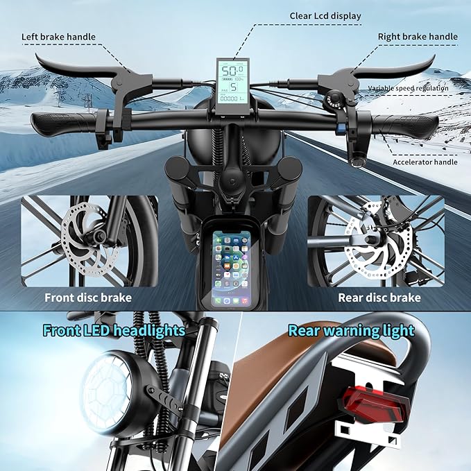 Electric Bike for Adults 1500W Motor 20" Fat Tire All-Terrain E-Bike 60-75 Miles 32MPH Electric Dirt Bike for Road Sand Mountain Snow - 48V 20AH Battery Powered Electric Motorcycle-StrideForce Fitness