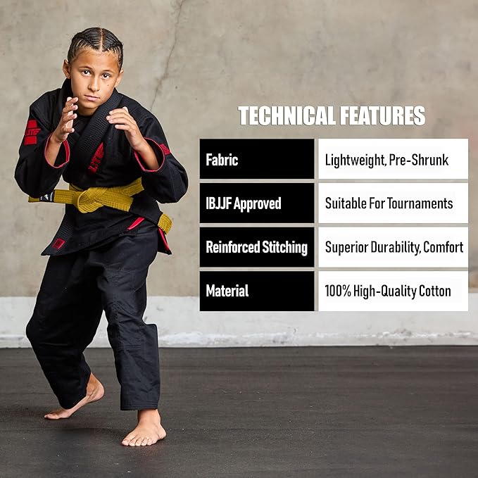 Elite Sports Kids Brazilian Jiu Jitsu Belts Preshurunk Martial Arts Youth BJJ Belts for Girls & Boys with BJJ Ranking Stripes-StrideForce Fitness