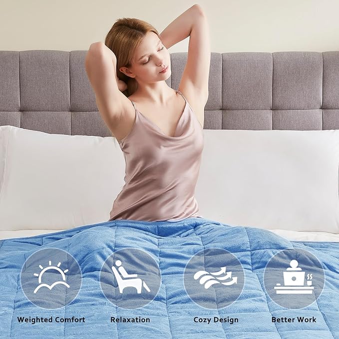 L'AGRATY Weighted Blanket - 60"x80" 15lbs Soft Breathable Heavy Blanket Minky Material with Glass Beads for Adult All-Season Summer Fall Winter Soft Thick Comfort-StrideForce Fitness