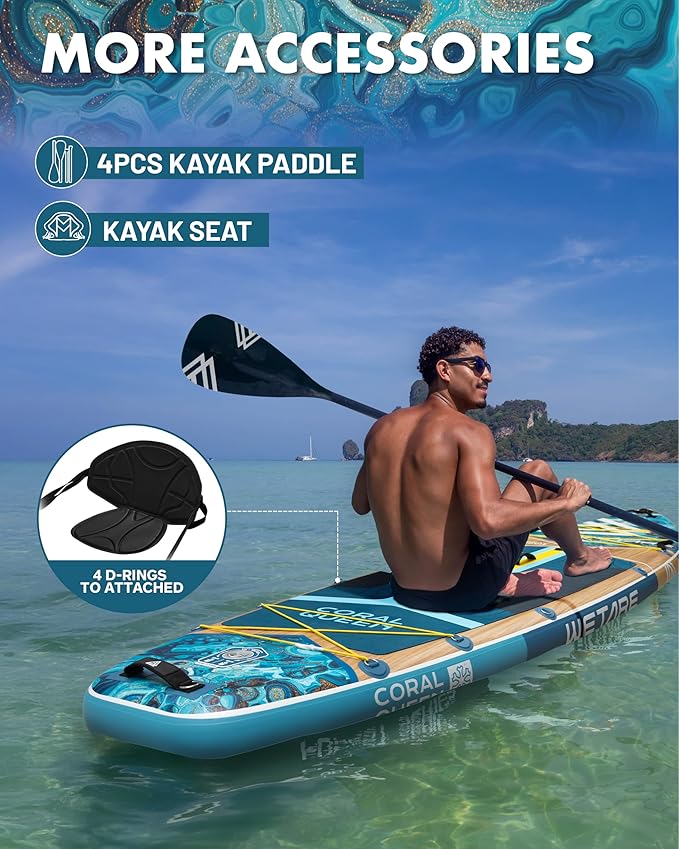 11'6"x35" Inflatable Paddle Board, 450lbs Extra Wide Stand Up Sup Board for Adults, Blow Up Paddleboard Kayak Non-Slip Stable Deck Boat for Yoga Fishing Surf-StrideForce Fitness